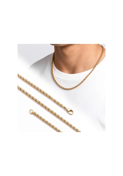 Premium Parlak Ve Şık Hasır Örgü Erkek 316l Çelik Kolye 4mm 55cm 3183eck035 - Gold Renk Altın