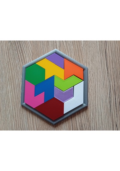 3d Baskı Altıgen Tangram Puzzle - Renkli Zeka Ve Eşleştirme Oyunu