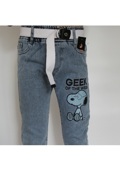 Milenawear By Milena Snoopy Baskılı Kemerli Jeans Mavi