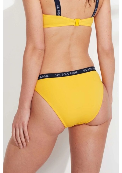 U.S. Polo Assn. Kadın Sarı Kalın Kenarlı Lastikli Bikini Alt Sarı