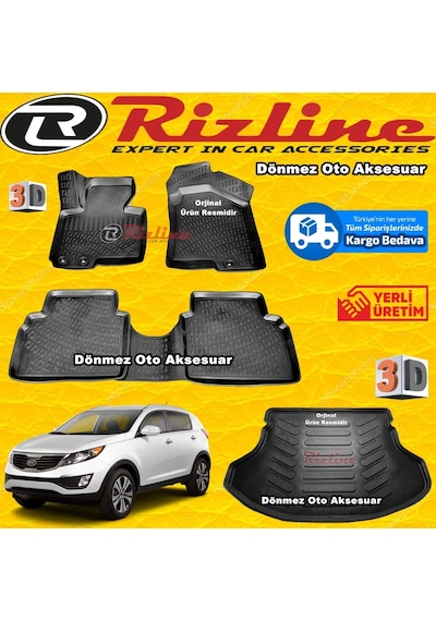 Kia Sportage 3D Paspas+Bagaj Havuzu Siyah 2010-2015 Arası Rizline N11.27943