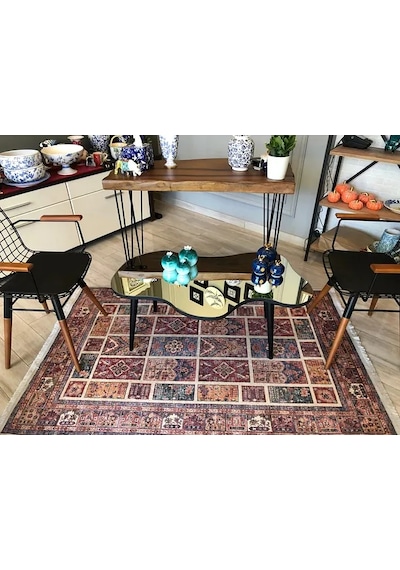 Fawdecor Aynalı Masif Ahşap Orta Sehpa - 120 X 75 Cm Siyah