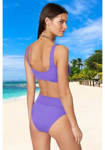 Ersefa Tasarım Bikini Takımı Özel Ergonomik Kesim Su Sporları İçin Şık D Mor