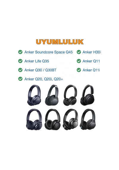 Anker Soundcore Space Q45 / Life Q35 / Q30 / Q30bt / Q20 / Q20i / Q20+ / H30i / Q11 / Q11i İle Uyumlu Kafa Bandı Koruyucusu - 6 Mm Neopren Dolgu, Sağlam Fermuar Sürgüsü Ve Askı Kulbu