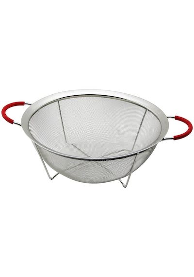 Lunaev 28 Cm Tel Sepet Metal Süzgeç Silikon Kılıflı Kulp Metal Çerçeve - Ayak Açık Camgöbeği