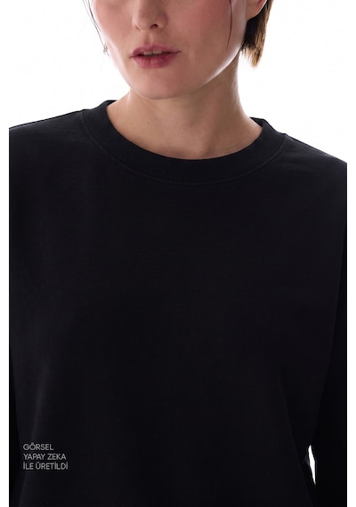 Penti Siyah Modal Bisiklet Yaka Oversize Sweatshirt