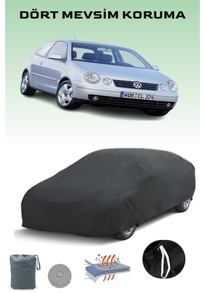 Siyah, Volkswagen Polo 3 Kapılı 2001 - 2005, Araba Brandası, Oto Örtüsü, Araba Çadırı Siyah