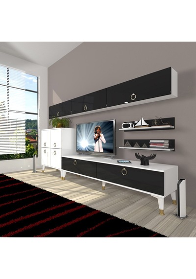Decoraktiv Eko 8 Mdf Std Gold Tv Ünitesi Tv Sehpası Beyaz - Siyah