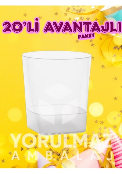 Kare Plastik Viski & Meşrubat Bardağı 220 Cc 20 Li Paket, Şık Ve Dayanıklı Kullan-at Çözüm Diğer