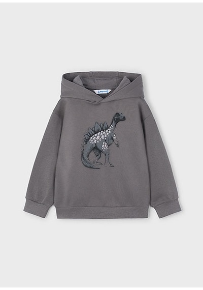 Mayoral Gri Erkek Çocuk Dinazor Baskılı Kapüşonlu Sweatshirt 4407 Gri