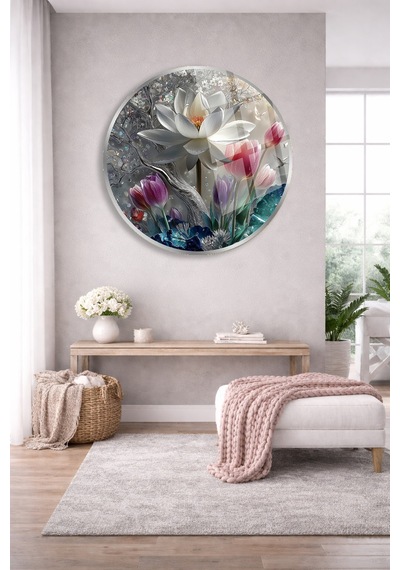 Beyaz Lotus Yuvarlak Cam Tablo Sanatsal Duvar Dekoru Canlı Renkli Baskı Ofis Ve Çalışma Odası Sevdiklerinize Hediyelik Dayanıklı Cam Yapı Beyaz Lotus Yuvarlak Cam Tablo Sanatsal Duvar Dekoru Canlı Renkli Baskı Ofis Ve Çalışma Odası Sevdiklerinize Hediyelik Dayanıklı Cam Yapı