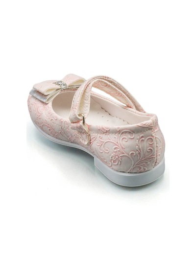 Sermoda Bebek Fiyonk Taş Detay Kendinden Desenli Babet Pembe
