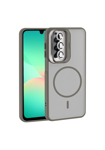 Zore Galaxy Uyumlu A17 Kılıf Standlı Ve Kamera Lens Hediyeli Ogaa Etro Kapak - Gri