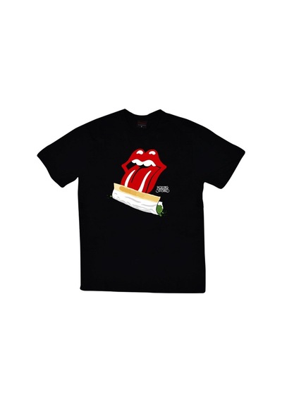 Stoned&Fame The Rolling Stones Baskılı Unisex %100 Pamuk Siyah T-shirt SIYAH