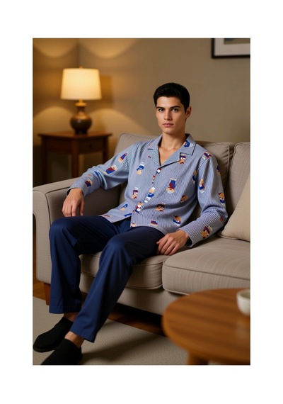 Ersefa Kadın Ayıcık Desenli Pijama Takımı Fonksiyonel Dayanıklı Kaliteli lacivert
