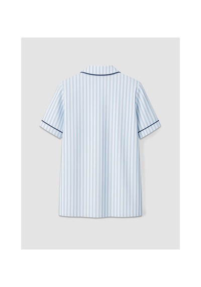 Lcw Dream Mavi Gömlek Yaka Çizgili Kadın Pijama Takımı