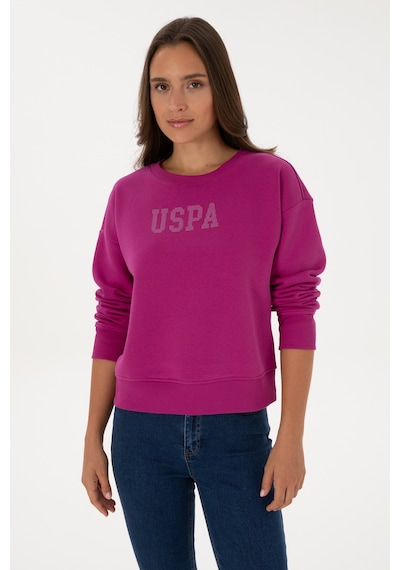 U.S. Polo Assn. Kadın Fuşya Bisiklet Yaka Basic Sweatshirt 50307752-VR023