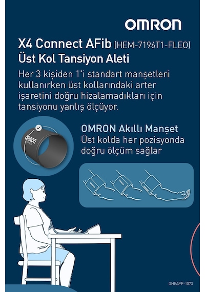 Omron X4 Connect Afib Üst Koldan Ölçer Dijital Tansiyon Aleti