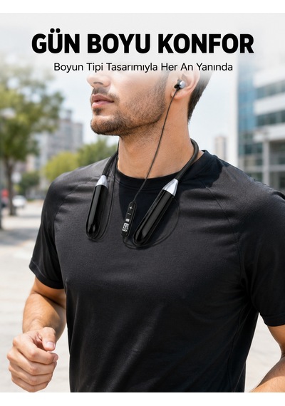 Boyun Tipi Bluetooth Kulaklık Kablosuz Mikrofonlu Uzun Kullanım Süreli Müzik Ve Telefon Görüşme Kulaklığı - Li