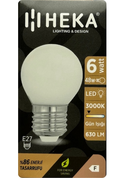 5 Adet Heka 6w 48w 3000k Sarı Işık E27 Duylu Soft Led G45 Ampul Heka