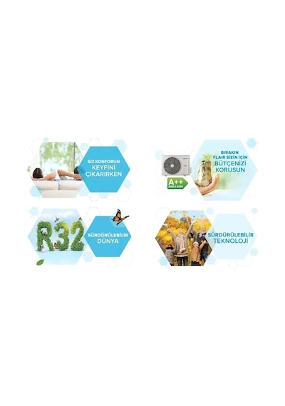 Alarko Flair FLR-BSP2401HW8 WIFI 24000 BTU R32 Duvar Tipi Split Inverter Klima