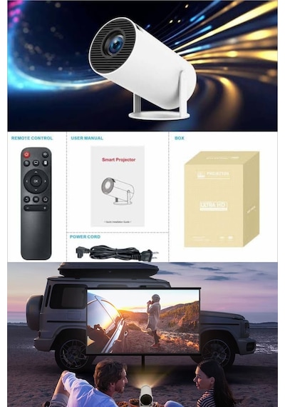 Wearfitpro Hy300 Lite 180 Derece Dönebilen Wifi & Bluetoohlu Taşınabilir Android Projeksiyon Cihazı Projektör
