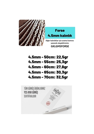 Erkek Gümüş Kolye - 4.5mm Forse Model 925 Ayar Erkek Gümüş Kolye Zincir Gklgmsforse