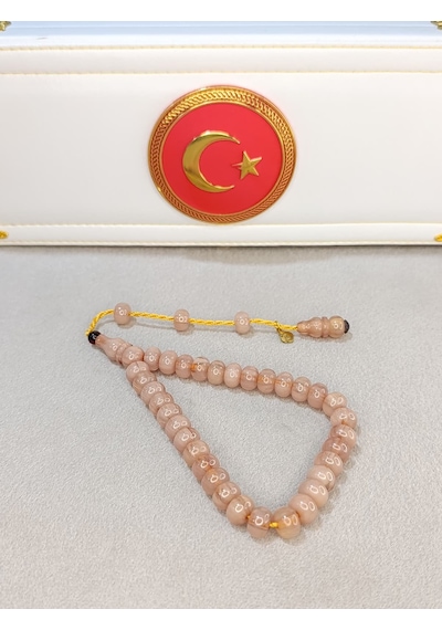 Sıkma Kehribar Tesbih Beyaz Hamur