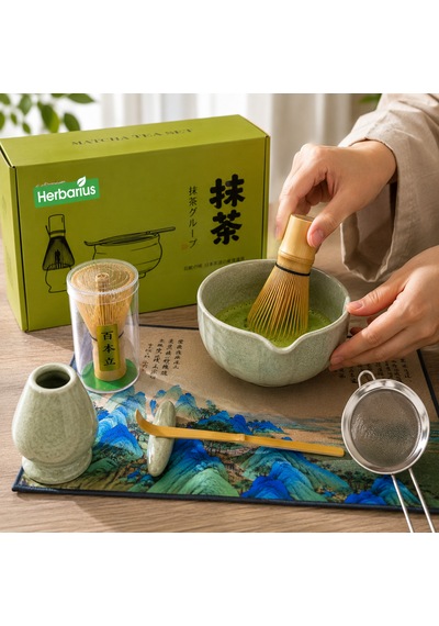 Herbarius 8 Parça Adaçayı Yeşili Renk Matcha Çayı Hazırlama Seti - Geleneksel Japon Matcha Seti