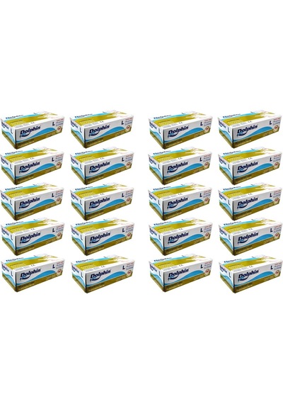 Dolphin Tek Kullanımlık Lateks Beyaz Pudralı Large Muayne Eldiveni - 20 x 100'lü Paket / Koli