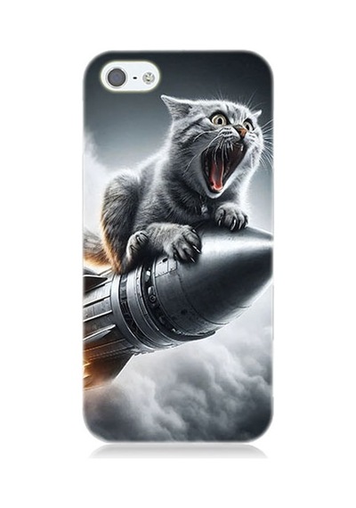 Apple Uyumlu iPhone 6 Roket Kedisi Desenli Silikon Kılıf