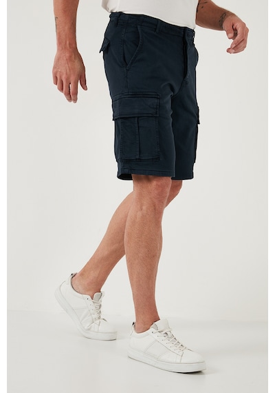 Buratti Streç Pamuklu Regular Fit Normal Bel Kargo Cepli Erkek Şort 4510S79Milan Indigo