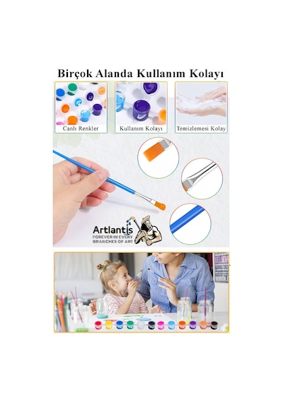 Akrilik Boya 3 Ml 12 Renk Resim Fırçası Ve Paleti 10 Paket Mini Küçük Akrilik Boya Taş Ahşap Seramik Tuval Alçı Tuval