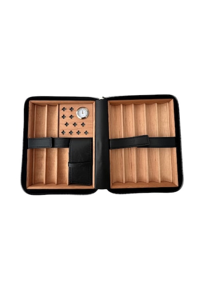Cohiba Xl Siyah Dahili Çakmak Deri Puro Taşıma Çantası & Seyahat Humidoru