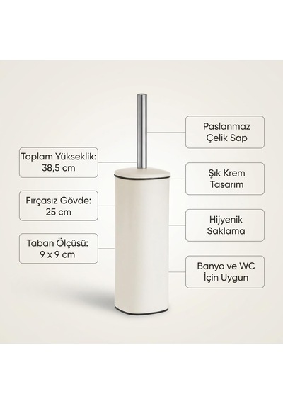 Paslanmaz Çelik Saplı Wc Fırçalık Krem, Kapaklı Tuvalet Fırçası Seti, Hijyenik Saklama Hazneli Banyo Ve Wc Fırçası, Şık Krem Tasarım, 38,5 Cm Beyaz - Çok Renkli Paslanmaz Çelik Saplı Wc Fırçalık Krem, Kapaklı Tuvalet Fırçası Seti, Hijyenik Saklama Hazneli Banyo Ve Wc Fırçası, Şık Krem Tasarım, 38,5 Cm Beyaz - Çok Renkli