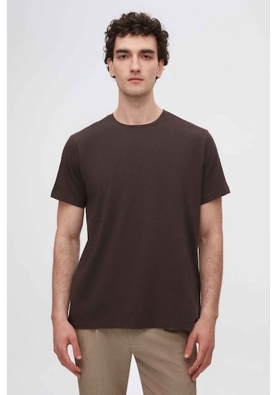 D's Damat Ds Damat Slim Fit Kahverengi Bisiklet Yaka %100 Pamuklu Nefes Alabilen T-shirt 4HC141996753M Kahverengi