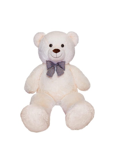 90 Cm Rengarenk Papyonlu Peluş Ayıcık -% 100 Yerli Beyaz 001 - Beyaz