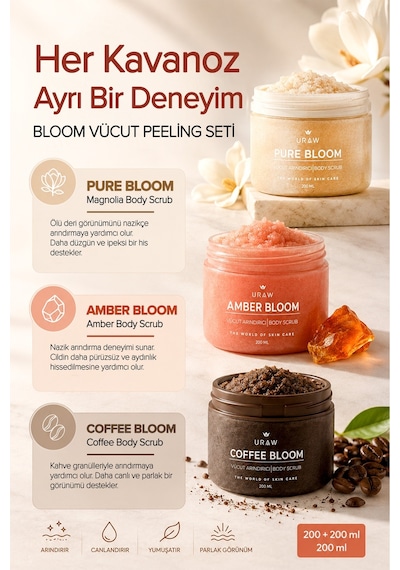 Bloom Vücut Peeling Seti 3'lü
