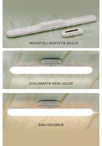 Usb Şarjlı Martı Led Lamba 3w Dokunmatik 3 Renk Işık Mıknatıslı Ve Taşınabilir Tasarım 30 Cm