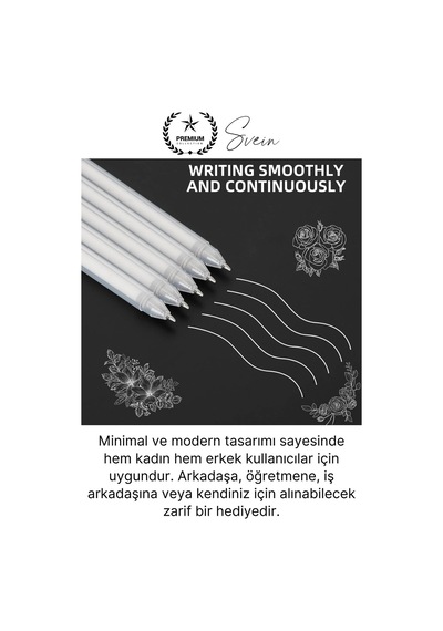 Özel Beyaz Renk Jel Mürekkepli Tükenmez Kalem Çizim Not İş Yazı Kalemi Arkadaşa Öğretmen Hediye 1 Mm Çok Renkli