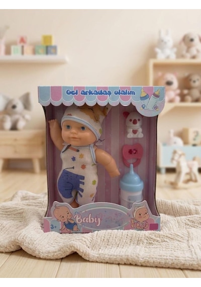 Oyun Arkadaşım Asya Bebek 4 Parçalı Biberonlu Emzikli Hayvan Figürlü 18cm Eğitici Oyuncak Bebek 1