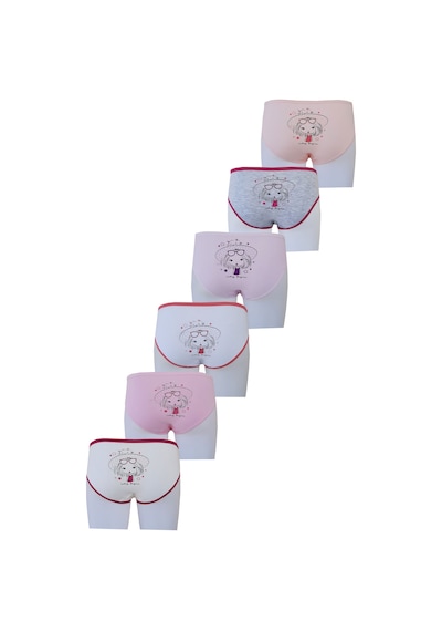 Hepsine Rakip 6lı Kız Çocuk Külot Renkli Desenli Baskılı Slip İç Çamaşırı Karışık
