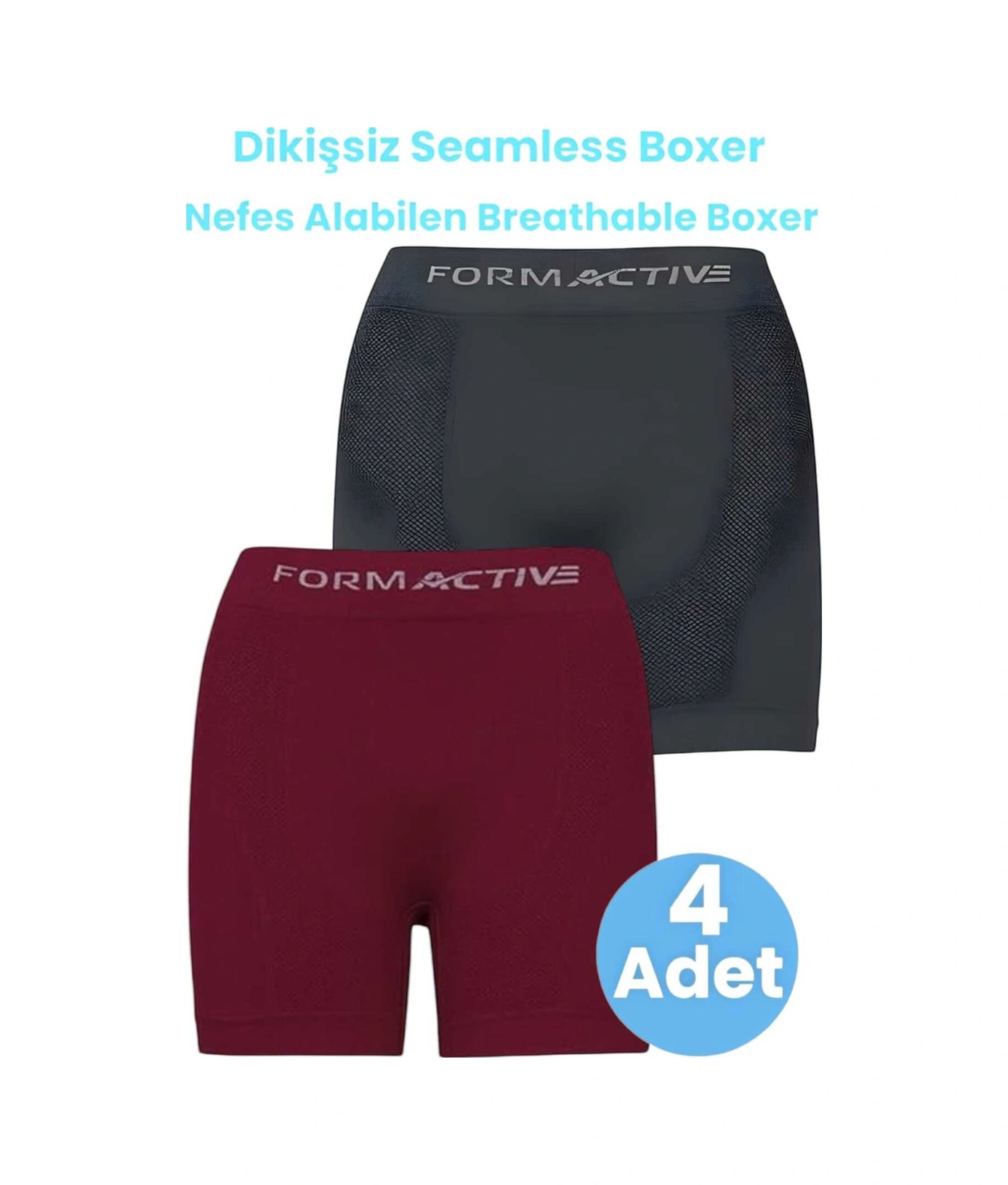 Tezzgelsin Erkek Dikişsiz/seamless Nefes Alabilen Boxer 4 Adet Füme - Bordo