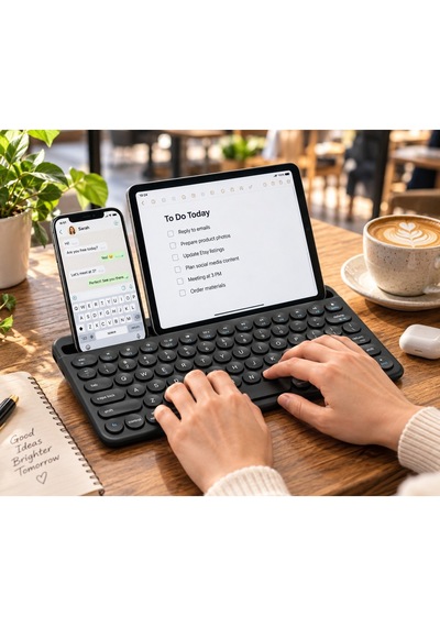 Luve Store Bluetooth Kablosuz Klavye 78 Tuşlu İngilizce Q Şarjlı Tablet Telefon Standlı