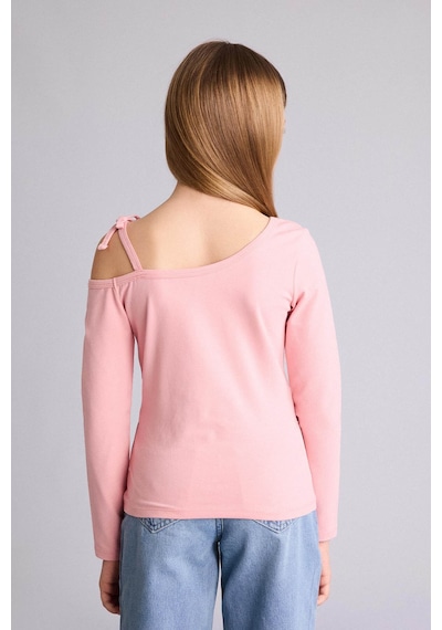 Defacto Kayık Yaka Penye Tişört Kız Çocuk G8464a826spbr80 Pembe-br80