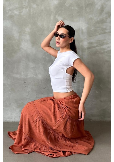 Seeh Kiremit Basic Uzun Pileli Etek Sh159