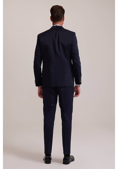 Ysf Erkek Lacivert Slim Fit Kırlangıç Yaka Damatlık