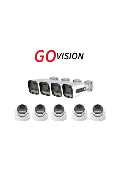 Go Vision 9 Adet Ip Güvenlik Kamerası - 5mp Dış Mekan Kamera, 3.6mm Lens, Poe, Warm Led Gece Görüşlü