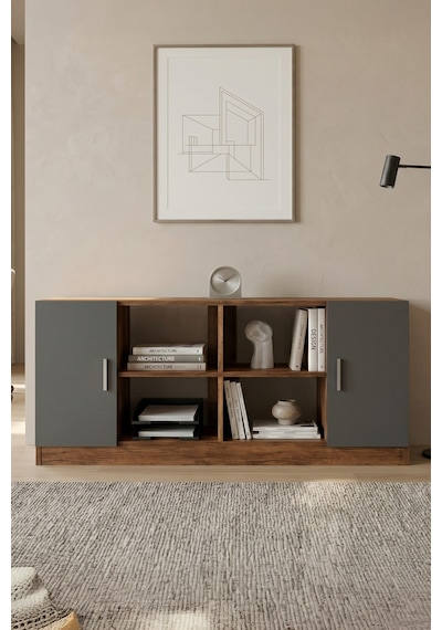 Yurudesign Vario F Ofis Kapaklı Kitaplık Dolap Barok-Antrasit VO6