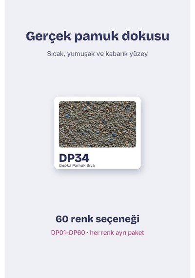 Depka Pamuk Sıva Dp34 2 Kg 7-8 M² İpek Sıva Alternatifi Isı Ve Ses Yalıtımlı Dekoratif Sıva